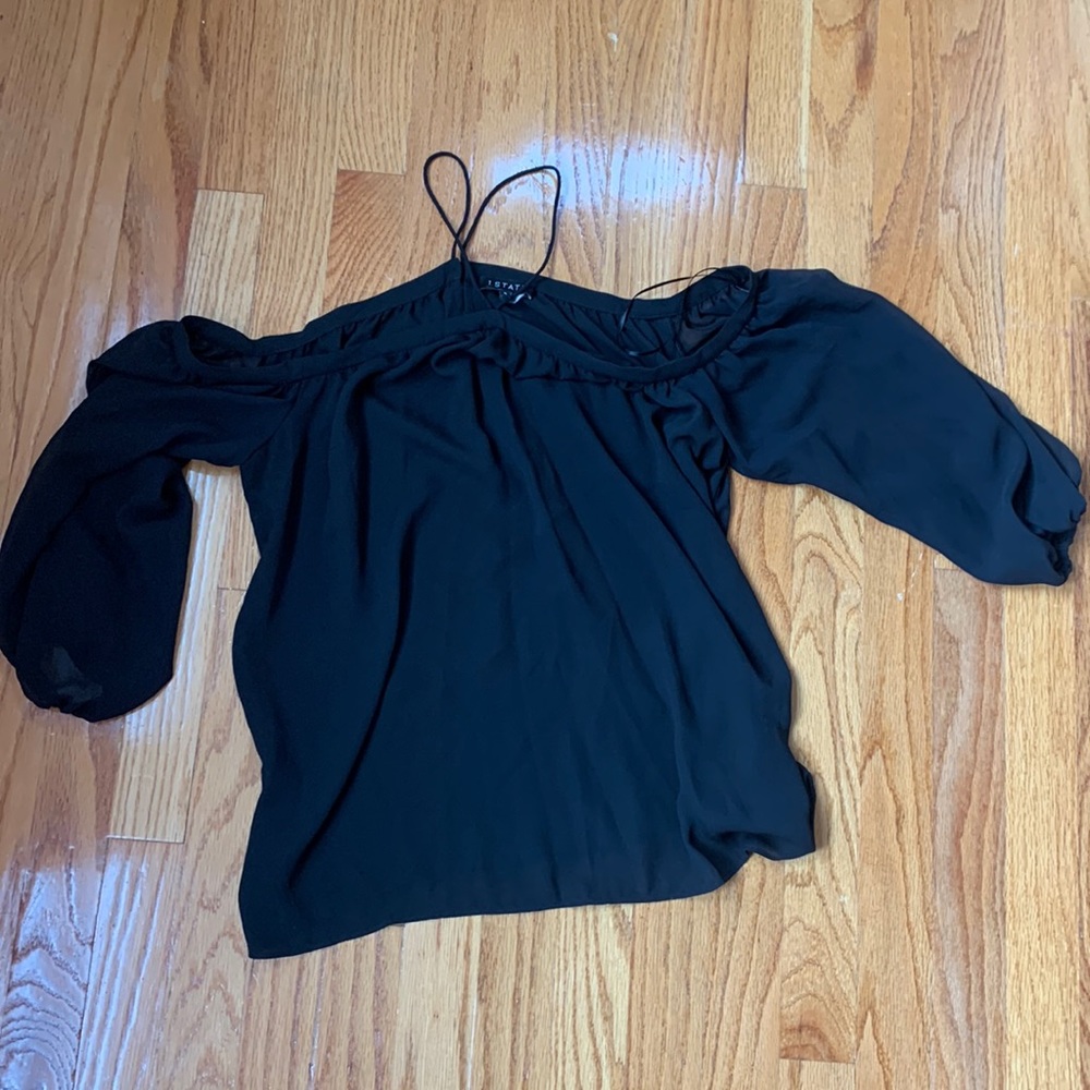 1 state black chiffon off the shoulder blouse sheer size small